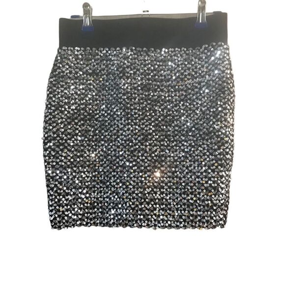 Forever 21 Sequin Skirt Small Black Waistband - Picture 3 of 10